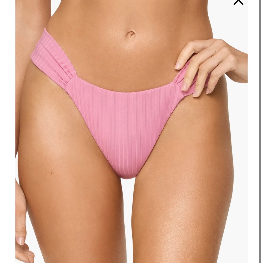 L*Space Bikini Set 💖 Pink Ribbed Effie Top & Dolce Bottom Bitsy Size M NWT - Picture 7 of 12
